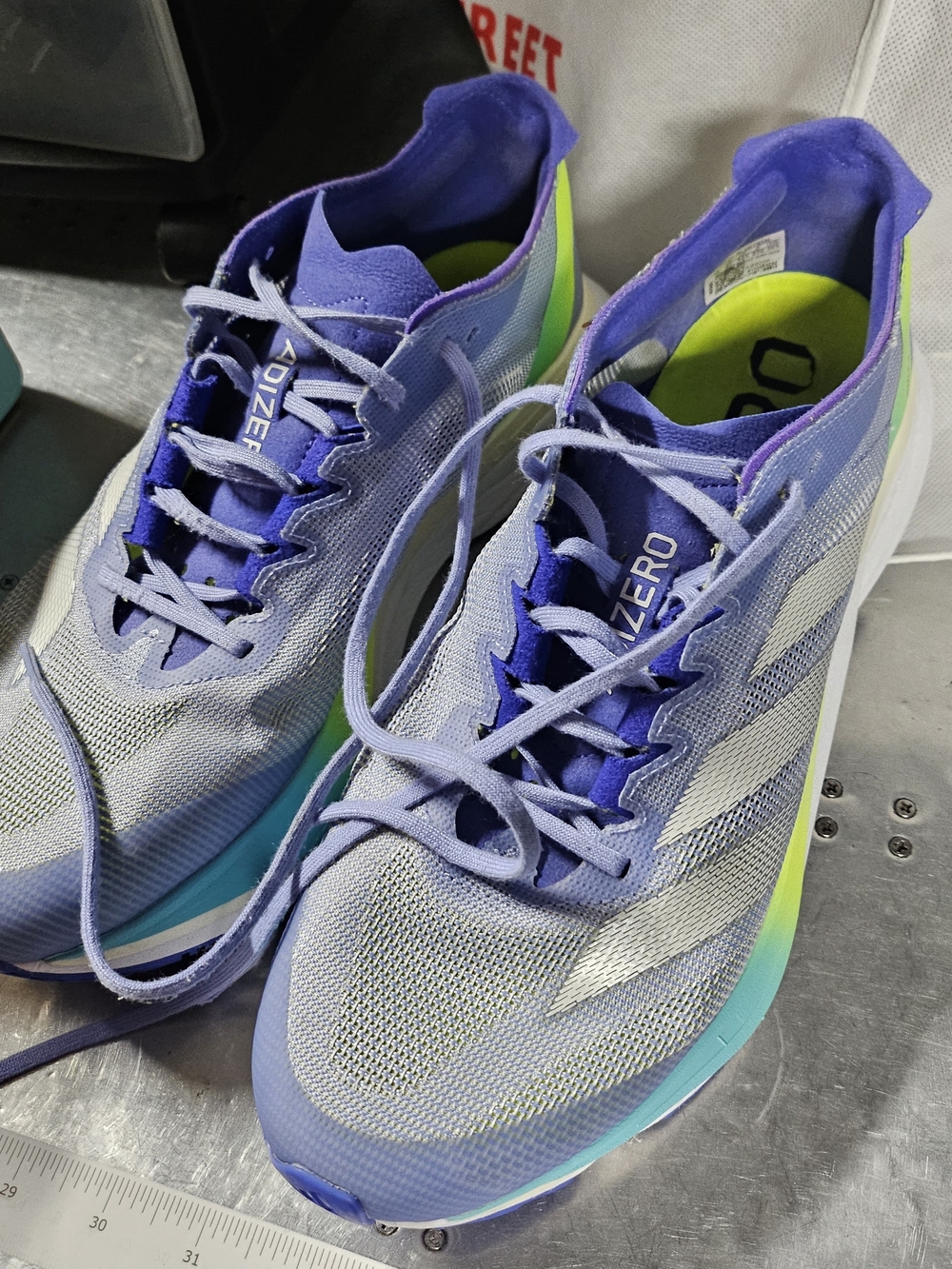 adidas Lavender and Neon Green Running Shoes
